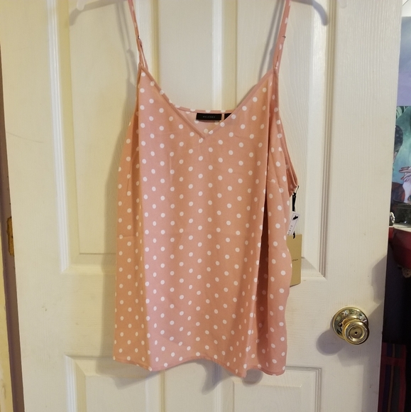 Halogen V-Neck Camisole Plus Size Pink, Polka Dot - Picture 1 of 7